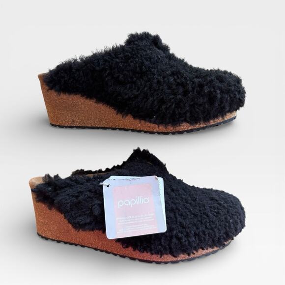 Fanny Ring-Buckle Leather in Color Black/Black | BIRKENSTOCK US Birkenstock Big Buckle Black Fanny Teddy Fur EU 40 L9 Papillio Platform Wedge